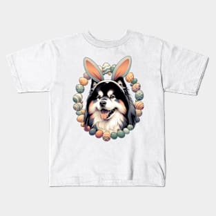 Finnish Lapphund Celebrates Easter with Bunny Ears Kids T-Shirt